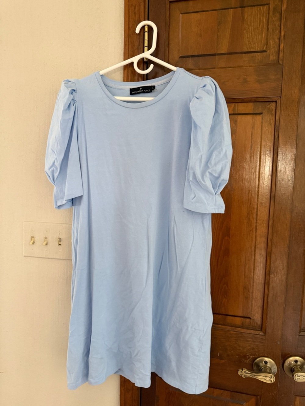 Pomander Place Light Blue Mini Dress with Puff Sleeves